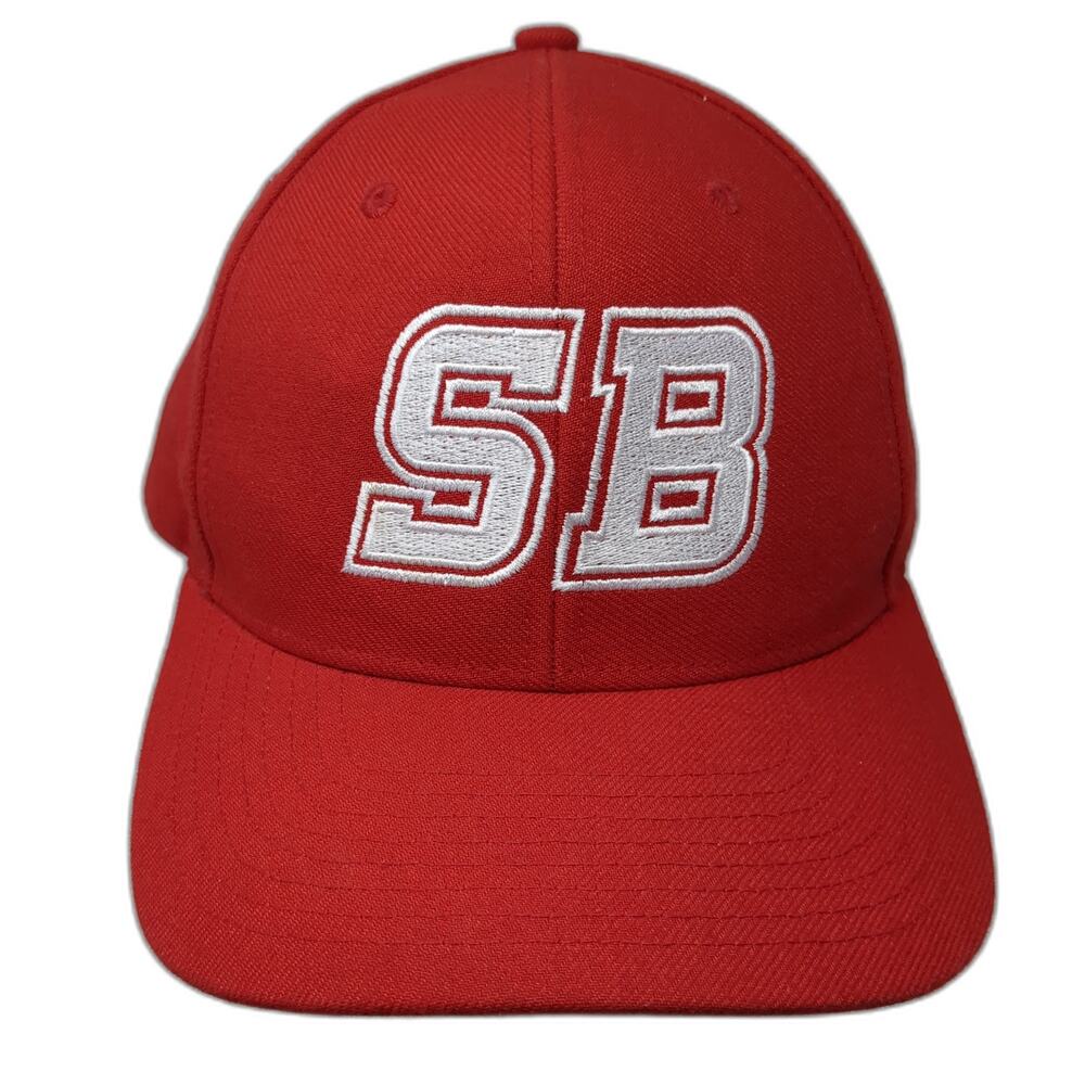 Sb Strapback Hat Red Large Solid Adjustable Embro… - image 1